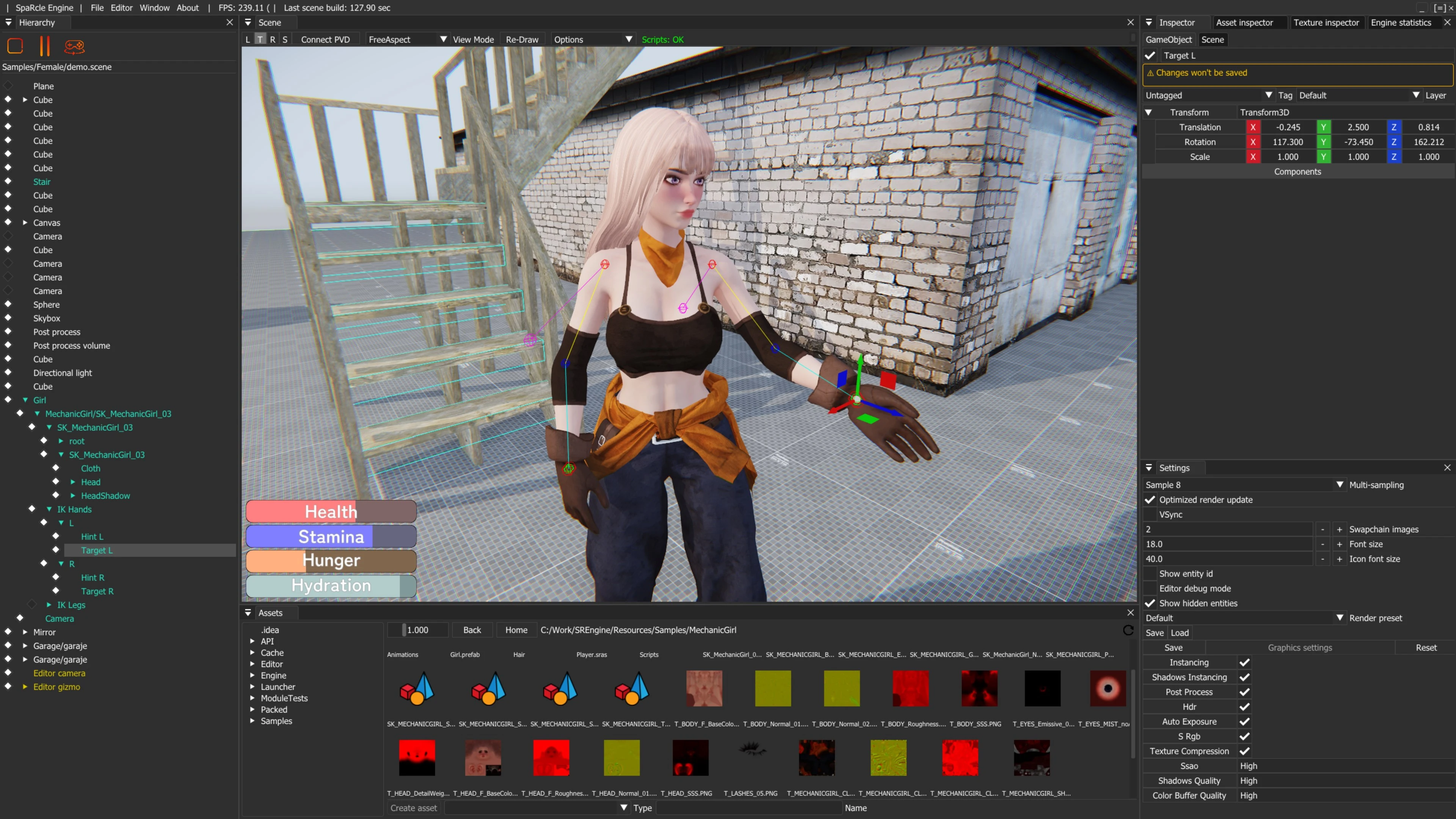 SpaRcle Engine screenshot in the editor